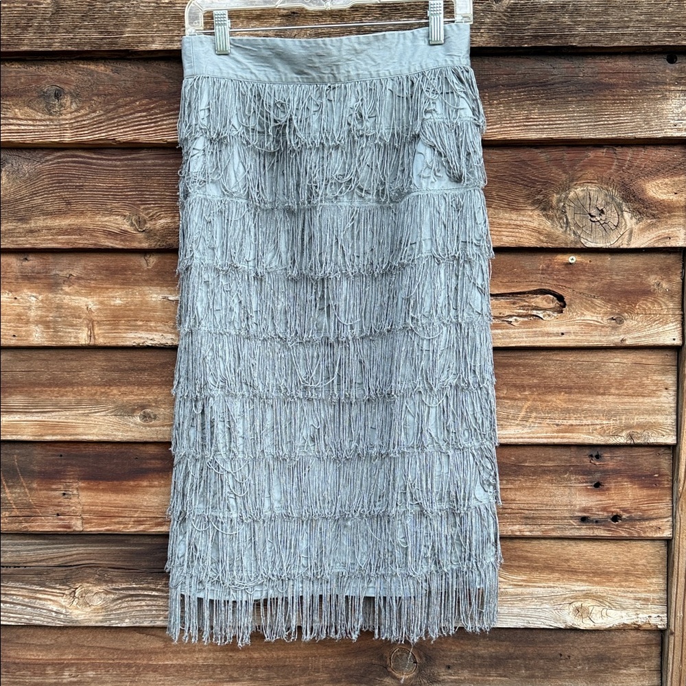Shabby apple flapper Elegant Gray Fringe Skirt